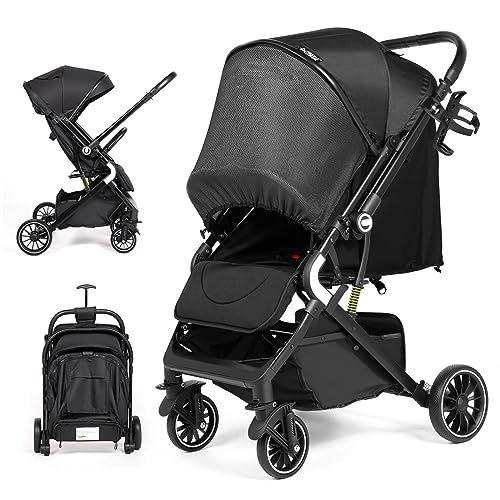 AOODIL Reversible Baby Stroller, Infant Toddler Pushchair, One Hand Easy Folding Compact Travel Buggy with Cup Holder & Oversize Basket, Sleep Shade for 0-36 Months